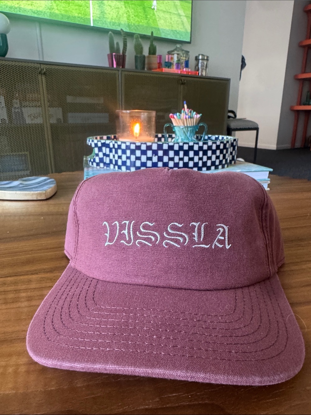 VISSLA Dusty Rose Kids Canvas Cap with White Embroidery